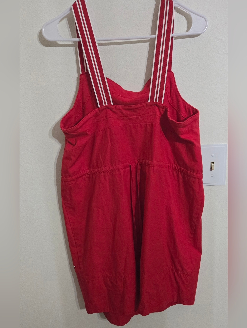 Red Mini Sundress with Striped Straps - Picture 2 of 8